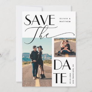 Modern Wedding Multi Photo Bold Typography Save The Date