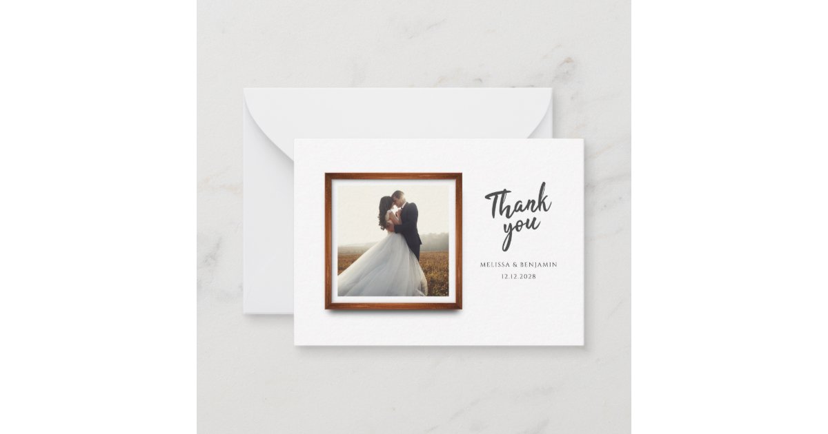 Modern Wedding Multi Photo Thank You Note Card | Zazzle