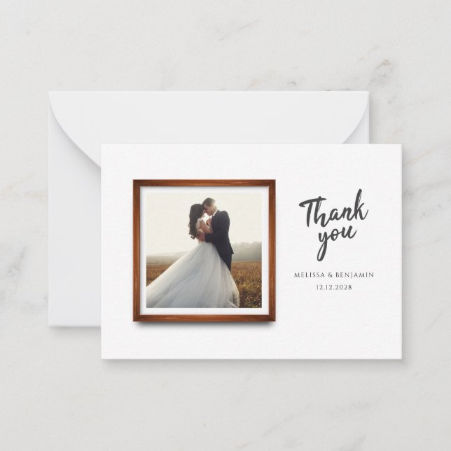 Modern Wedding Multi Photo Thank You Note Card (Front)