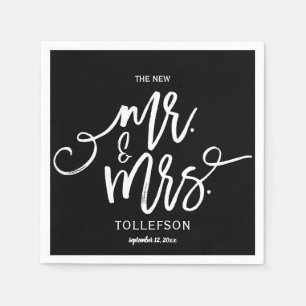 Modern Wedding Napkins   Brush Typography (Black)
