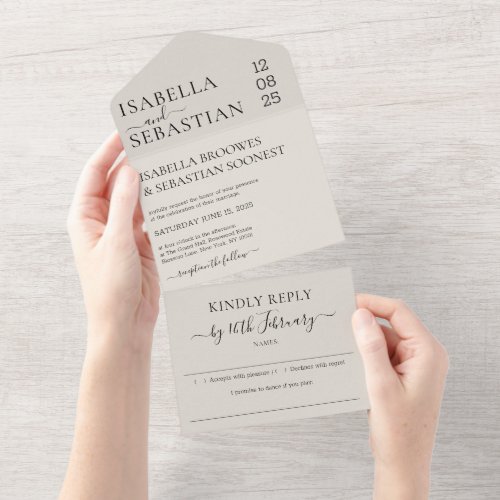 Modern Wedding Neutral Cream Kindly Reply