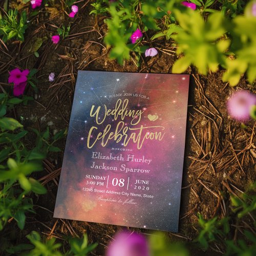 Modern Wedding Night Star Sky Galaxy Constellation Invitation