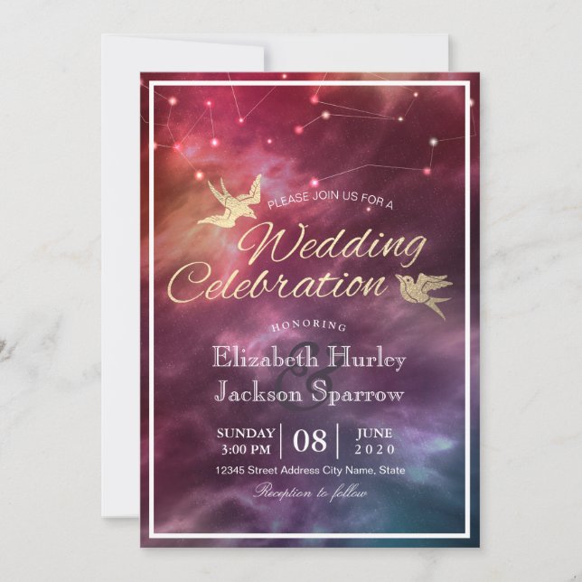 Modern Wedding Night Star Sky Galaxy Constellation Invitation (Front)