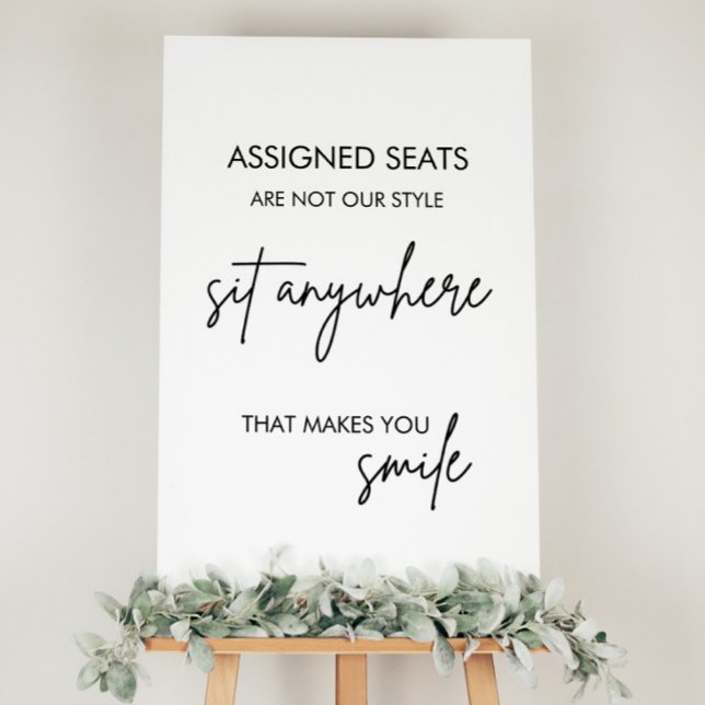 Modern Wedding No Assigned Seats Sit Anywhere Foam Board (Creator Uploaded)