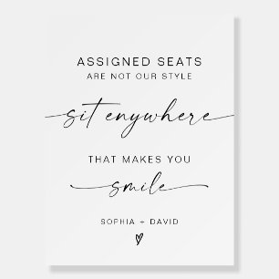 Modern Wedding No Assigned Seats, Sit Anywhere Foam Board