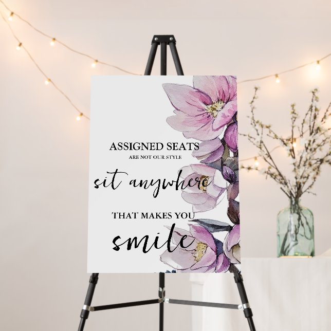 Modern Wedding No Assigned Seats Sit Anywhere Sign (In Situ (Stand))