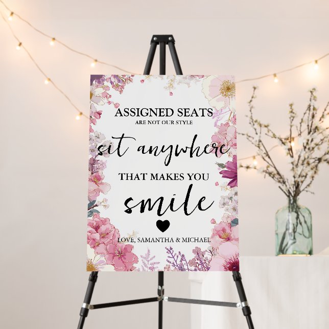 Modern Wedding No Assigned Seats Sit Anywhere Sign (In Situ (Stand))