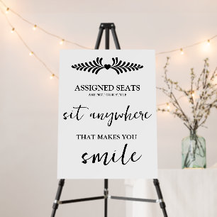 Modern Wedding No Assigned Seats Sit Anywhere Sign