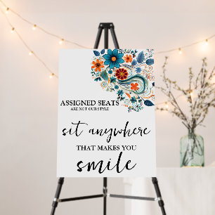 Modern Wedding No Assigned Seats Sit Anywhere Sign