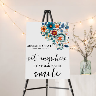 Modern Wedding No Assigned Seats Sit Anywhere Sign