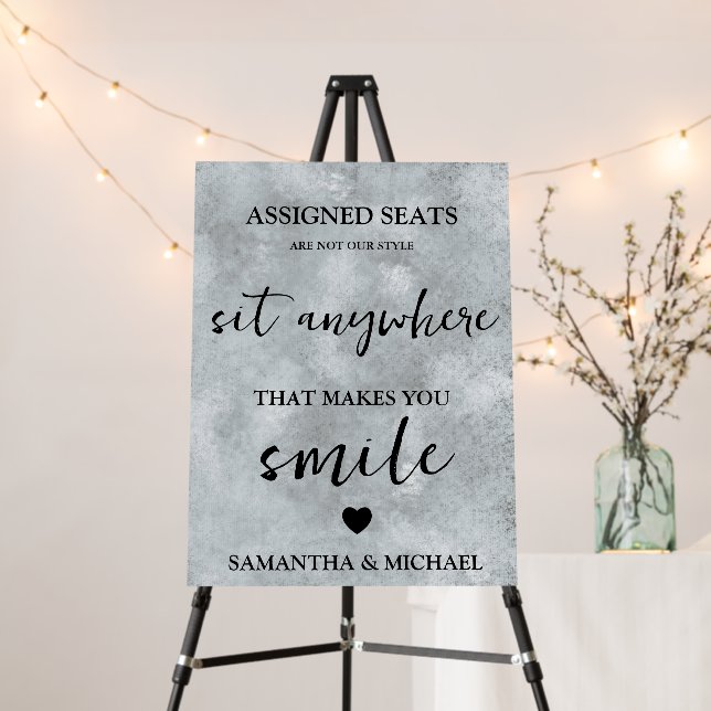 Modern Wedding No Assigned Seats Sit Anywhere Sign (In Situ (Stand))