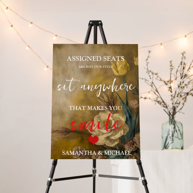 Modern Wedding No Assigned Seats Sit Anywhere Sign (In Situ (Stand))