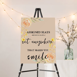Modern Wedding No Assigned Seats Sit Anywhere Sign