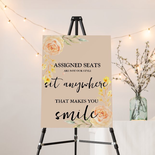 Modern Wedding No Assigned Seats Sit Anywhere Sign (In Situ (Stand))