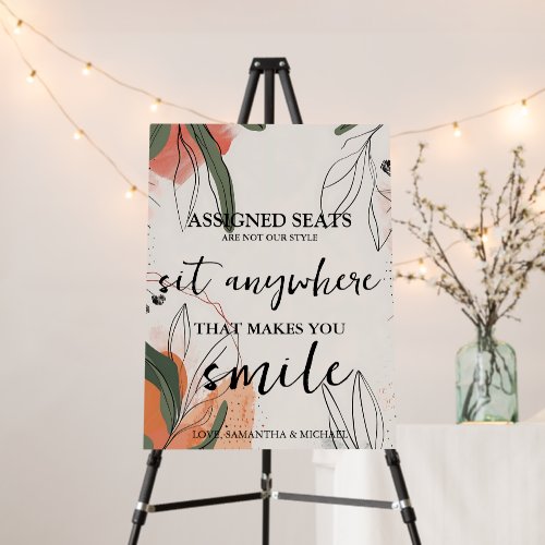 Modern Wedding No Assigned Seats Sit Anywhere Sign
