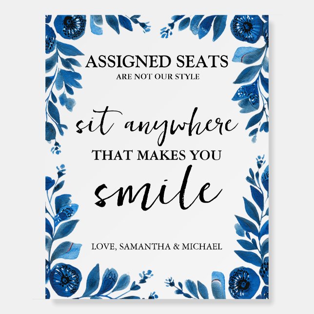 Modern Wedding No Assigned Seats Sit Anywhere Sign (Front)