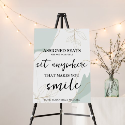 Modern Wedding No Assigned Seats Sit Anywhere Sign