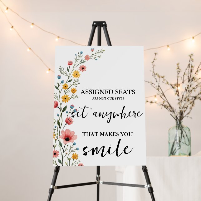 Modern Wedding No Assigned Seats Sit Anywhere Sign (In Situ (Stand))