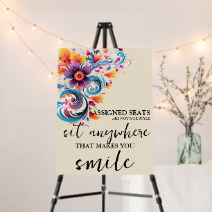 Modern Wedding No Assigned Seats Sit Anywhere Sign