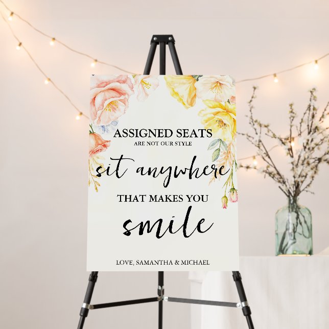 Modern Wedding No Assigned Seats Sit Anywhere Sign (In Situ (Stand))