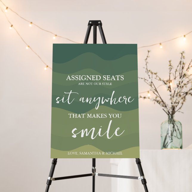Modern Wedding No Assigned Seats Sit Anywhere Sign (In Situ (Stand))