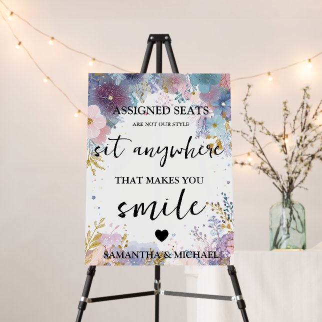 Modern Wedding No Assigned Seats Sit Anywhere Sign (In Situ (Stand))