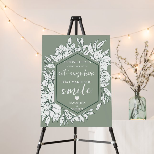 Modern Wedding No Assigned Seats Sit Anywhere Sign (In Situ (Stand))