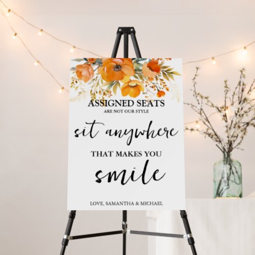 Modern Wedding No Assigned Seats Sit Anywhere Sign