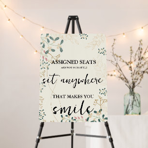 Modern Wedding No Assigned Seats Sit Anywhere Sign