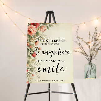 Modern Wedding No Assigned Seats Sit Anywhere Sign