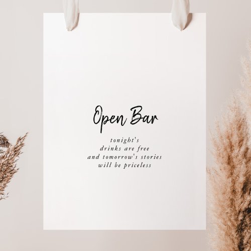 Modern Wedding Open Bar Sign