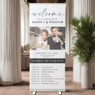 Modern Wedding Order of Events Photo Welcome Retractable Banner