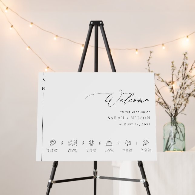 Modern Wedding Order Of Events Sign (In Situ (Stand))