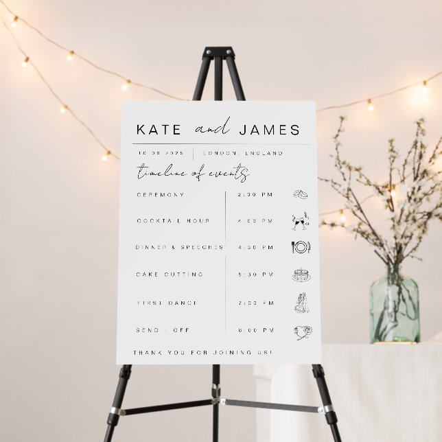 Modern Wedding Order of Events Timeline Sign  (In Situ (Stand))