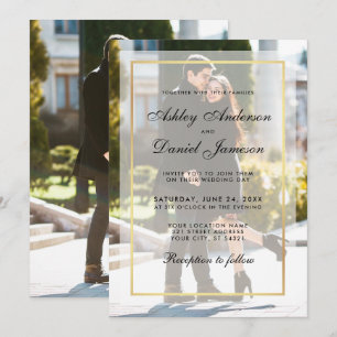 Modern Wedding Overlay Front Back Photo Invitation