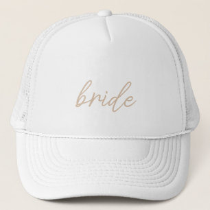 Modern Wedding Party Beige Script Trucker Hat