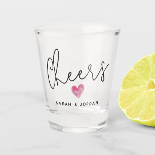 Modern Wedding Party Favor Custom Names Watercolor Shot Glass