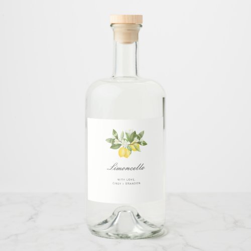 Modern Wedding Party Favor Limoncello Lemon Liquor Bottle Label