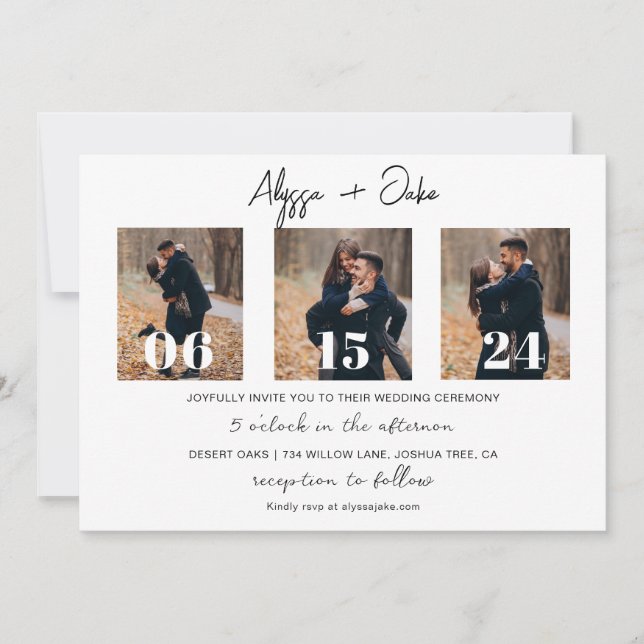 Modern Wedding Party Photo Minimal Save The Date Invitation (Front)