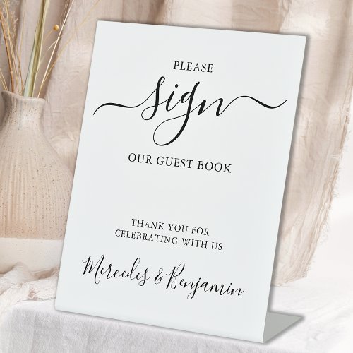 Modern Wedding Personalized Guest Book Pedestal Sign