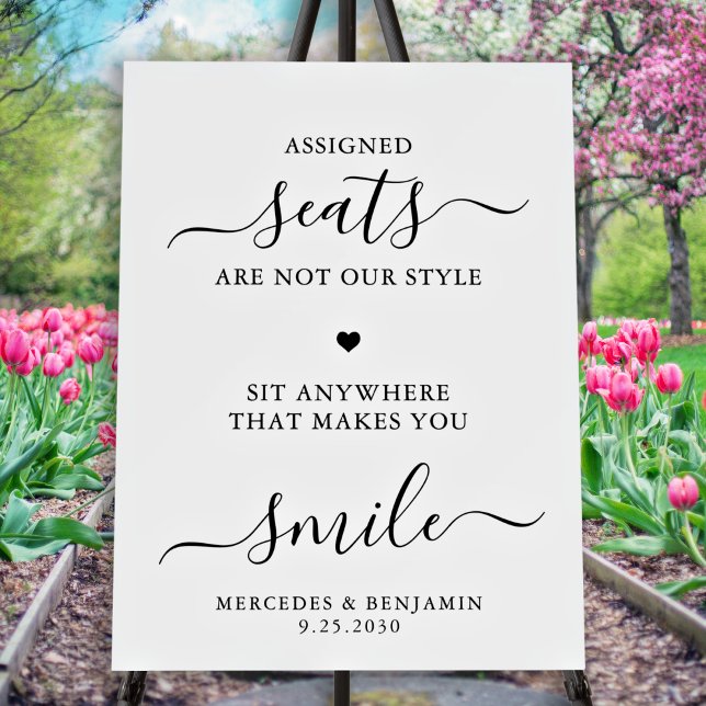 Modern Wedding Personalized Pick A Seat Not A Side Foam Board (Creator Uploaded)