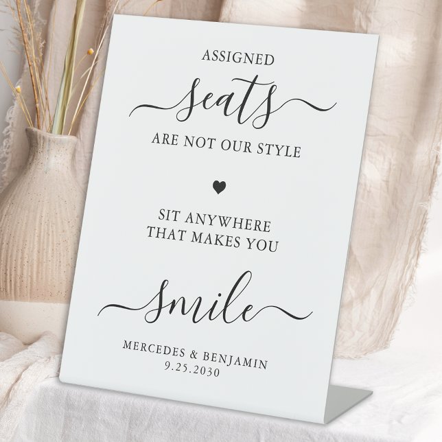Modern Wedding Personalized Pick A Seat Not A Side Pedestal Sign (Creator Uploaded)