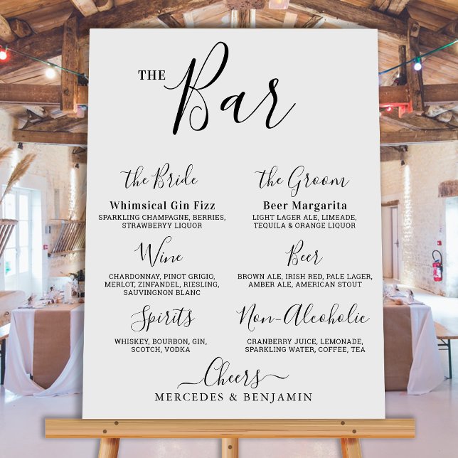 Modern Wedding Personalized Signature Drink Bar Foam Board (Creator Uploaded)