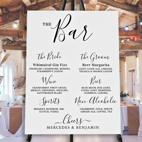 Modern Wedding Personalized Signature Drink Bar Foam Board