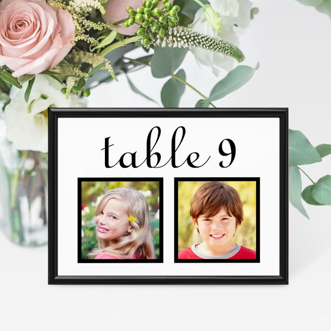 Modern Wedding Photo Black White Table Number (Creator Uploaded)