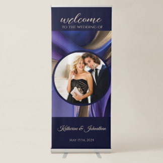 Modern Wedding-Photo-Blue Purple Gold Retractable Banner