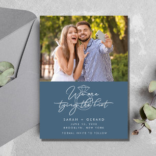 Modern Wedding Photo Blue Save the Date Announcement