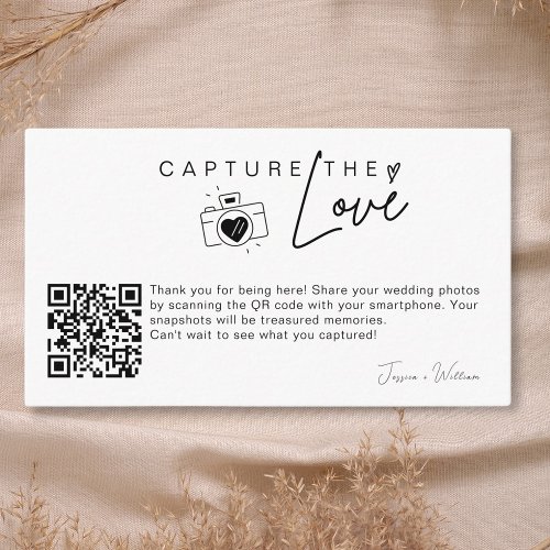 Modern Wedding Photo Capture the love Qr Code Enclosure Card