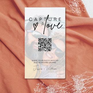 Modern Wedding Photo Capture the love Qr Code Enclosure Card