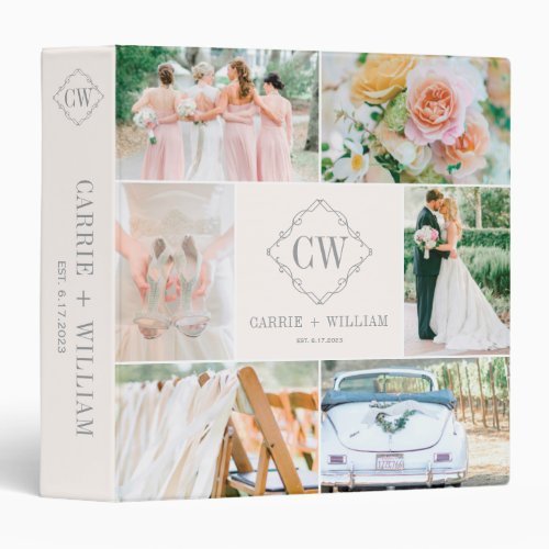 Modern Wedding Photo Collage Album  3 Ring Binder